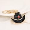 Keychain Pendant Sparkling Rhinestones Five-Pointed Star Pattern Western Style Cowboy Hat Design Key Chain with Lobster Clasp Backpacks Accessory