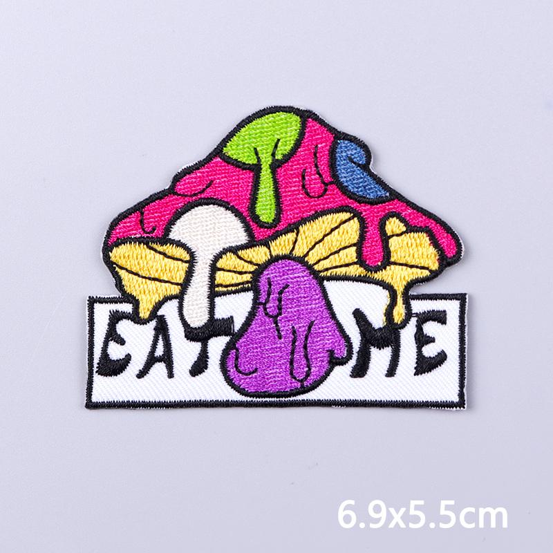 Sun Moon Embroidery Patch Iron On Patches For Clothing Sticker Cartoon Mushroom Applique Patches On Clothes Fusible/Sewing Badge
