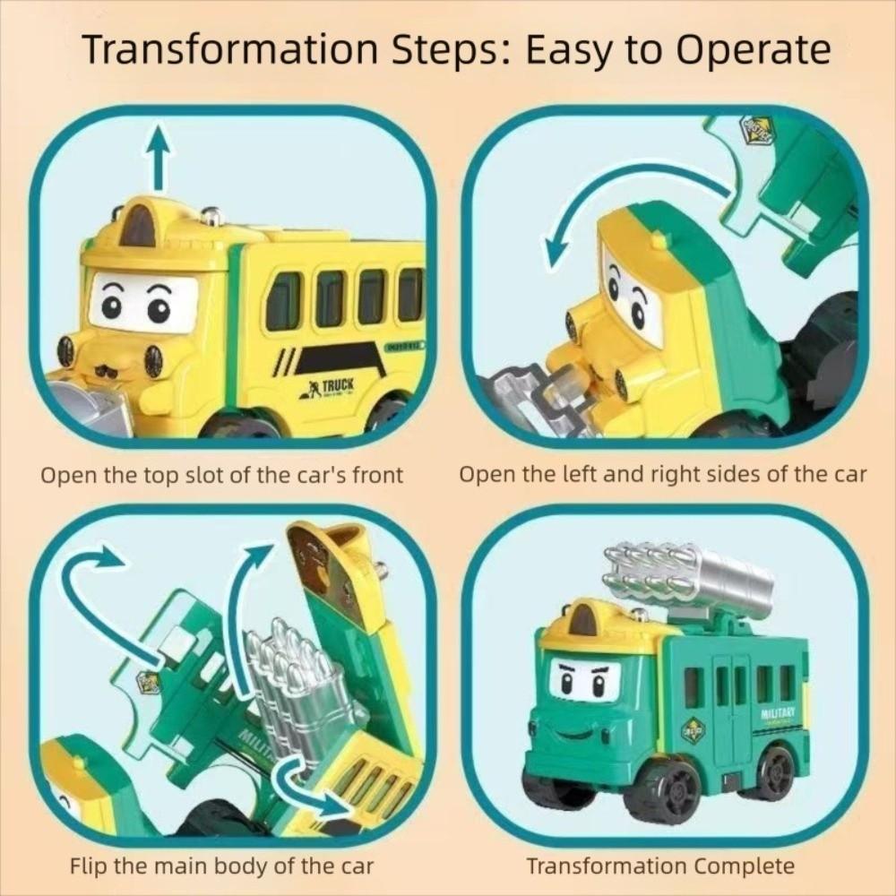 Pull Back Transformable Car Toy Double-Sided Pull Back Trucks Inertia Engineering Vehicle  Kids