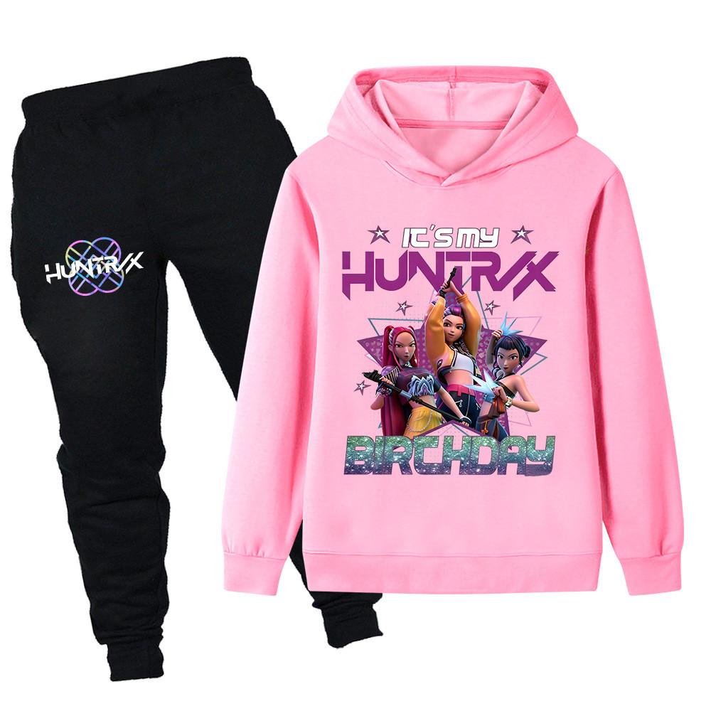 PB1240 Kinder Jungen Mädchen Kpop Mira Zoey Rumi Druck Langarm Kapuzenpullover Hose Hosen Kleidersets