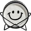 6PCS Smiling Plate Set Korean INS With Metal Rack Dessert Ceramic Plate Fruit Cake Dish Breakfast Bread Tray Dishs Decor Display