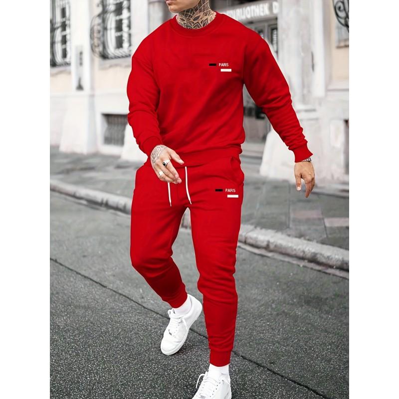 Mens Casual Hooded Sweatshirt Set Long Sleeve Tracksuit Lightweight Sporty Outfit Teens Young Adults
