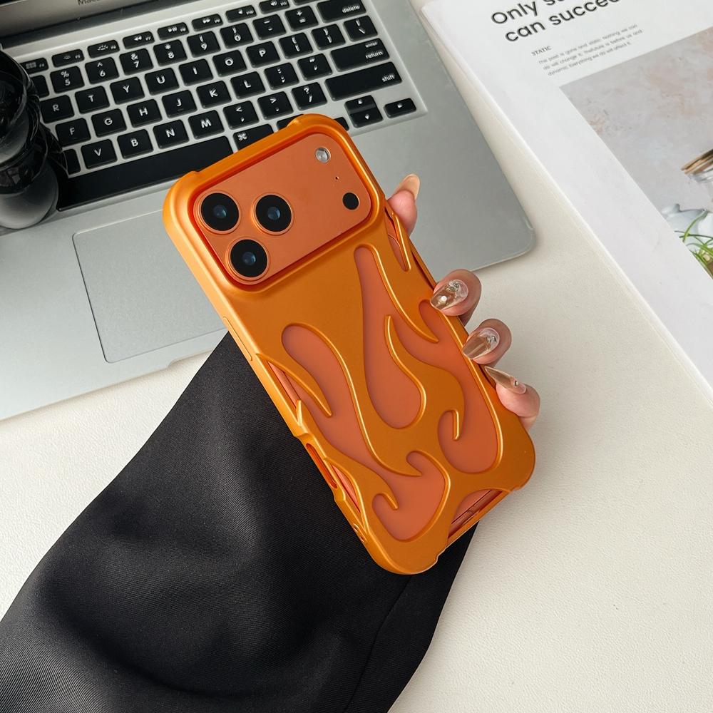 Hollow Case z Wzorem Płomieni 3D do iPhone 17 Air 16 15 14 13 12 11 Pro Max Plus Cienki Odporny na Wstrząsy Tylny Pokrowiec Modny Miękki TPU