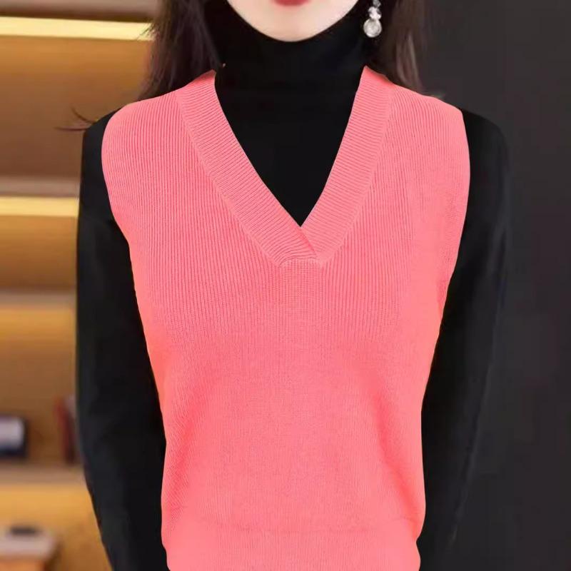 Thin Large V-Neck Knit Sleeveless Inner Pullover Loose Knit Vest Sweater