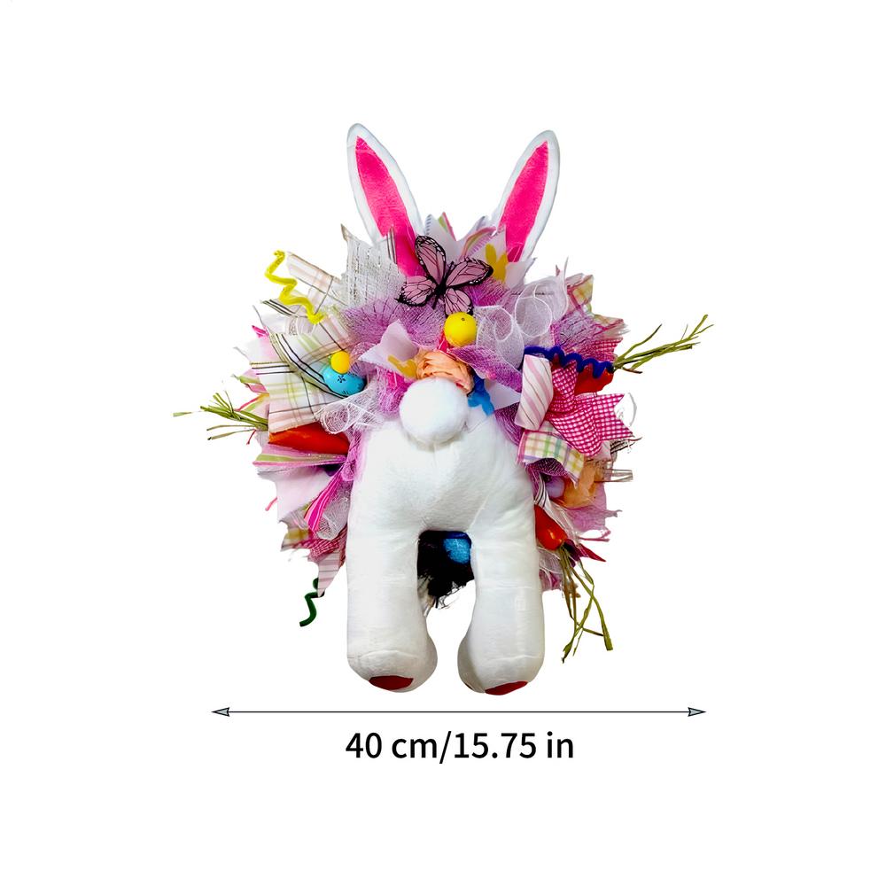 2026 Electric Bunny Decorative Ornament Easter Artificial Funny Rabbit Wreath Front Door Rabbit Egg Wreath Spring Garland