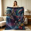 All Season Flannel Blanket with Mystical Mushroom Butterfly Night Sky Print Soft Warm Throw Blanket for Sofa Couch Bedroom Living Room Office Home Dec