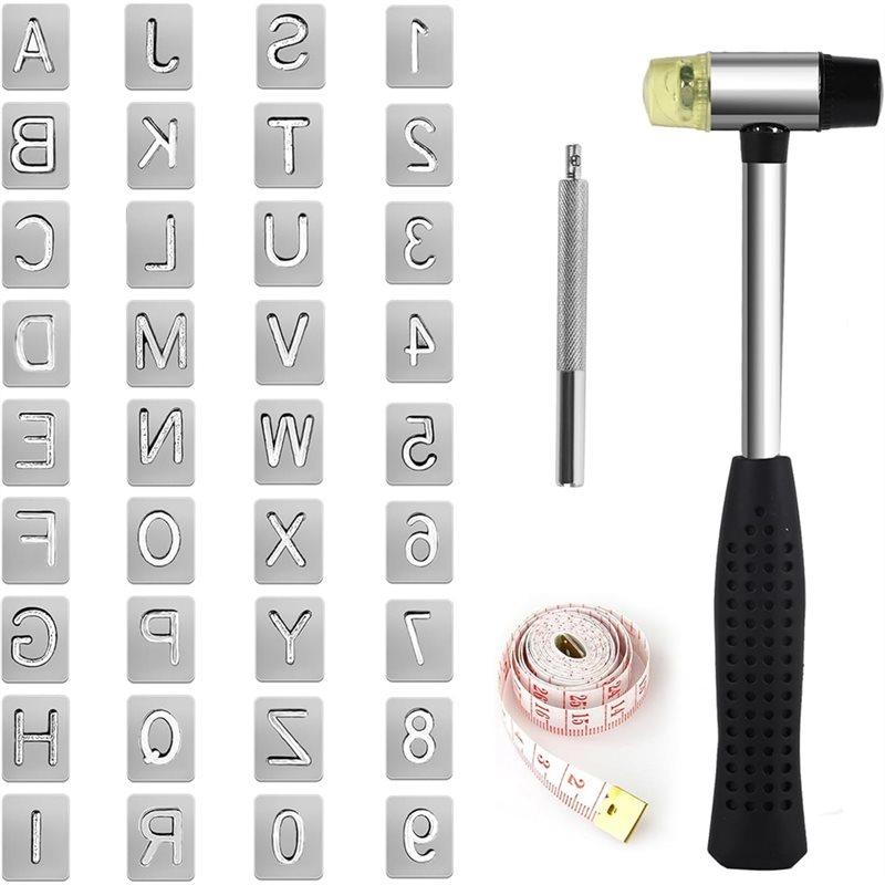 

ABMH-Metal For DIY Leathercraft Tool Set- 32 Pcs Leather Letter Stamps Kit With 32 Patterns Included