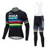 Spring and summer long-sleeved cycling suit, team version, quick-drying cycling strap suit, road cycling suit.