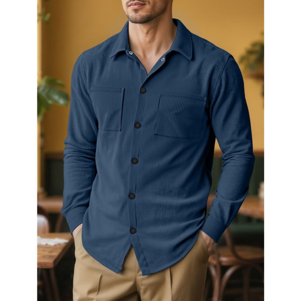 New Spring Autumn Men's Corduroy Shirt Europe Vintage Style Casual Versatile Long Sleeve Workwear Jacket for Men