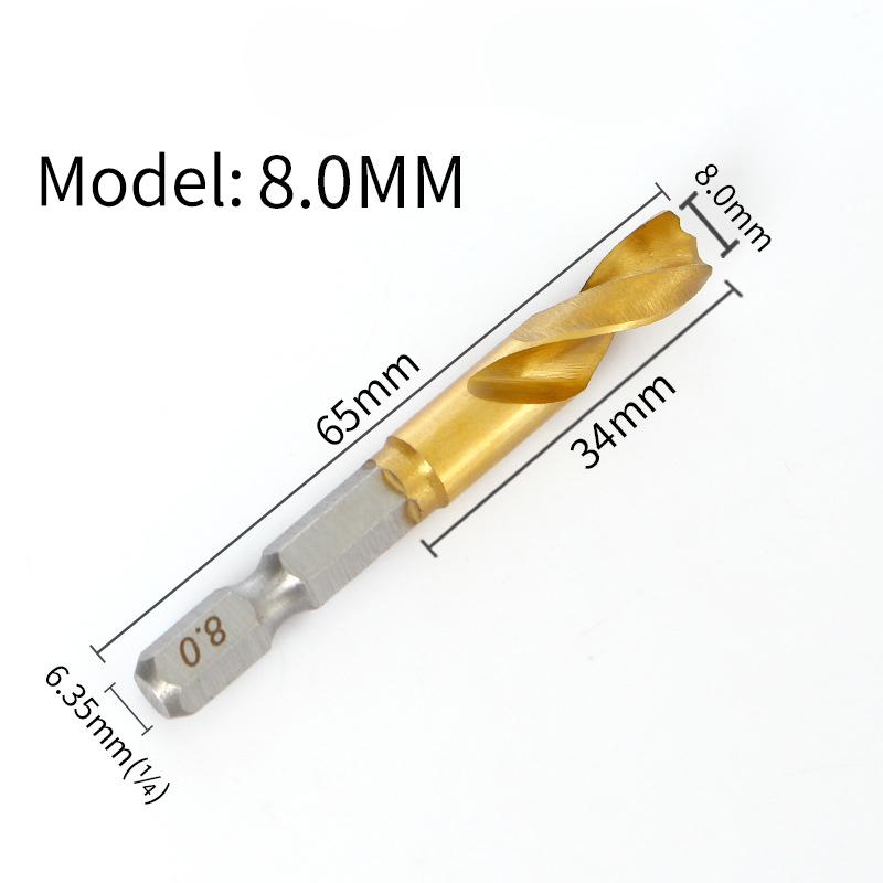 High Hardness 2-10Mm Twist Drill Bit Hex Shank Ultra-Short Hole Opener Stainless Steel Special Drill Wood Metal