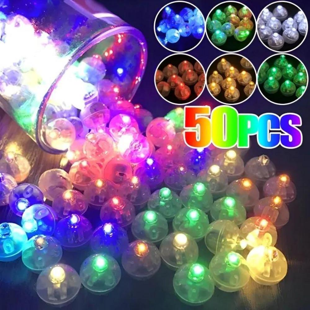 50pcs Mini LED Round Balloon Lights Flash Round Balloon Lamp Filler Decorated Ball Lamp for Paper Lantern Balloon Party Festival