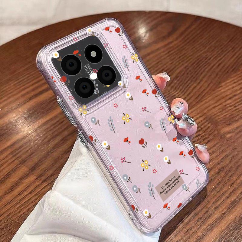 Black Rose Floral Pattern Case For Xiaomi Redmi Note 15 Pro 4G Funda Redmi Note 14 13 Pro 5G Clear TPU Silicone Soft Cover