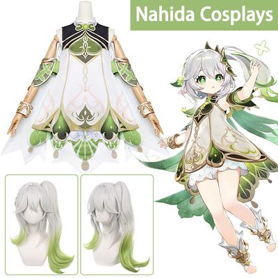 Nahida cosplay anime impacto menor senhor kusanali nahida cosplay traje vestidos uniformes capa peruca dia das bruxas