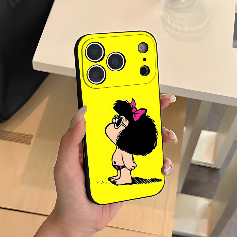 Anime M-Mafalda Phone Case For IPhone 17 Air 16 E Pro Max 15 14 13 Mini 12 Pro 11 Max Plus Black Soft Shell