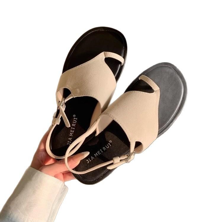 Set of Toe Slippers for Women's Summer Wear 2025 New Flat-bottomed Soft-soled Beach Cool Back Strap Shoes