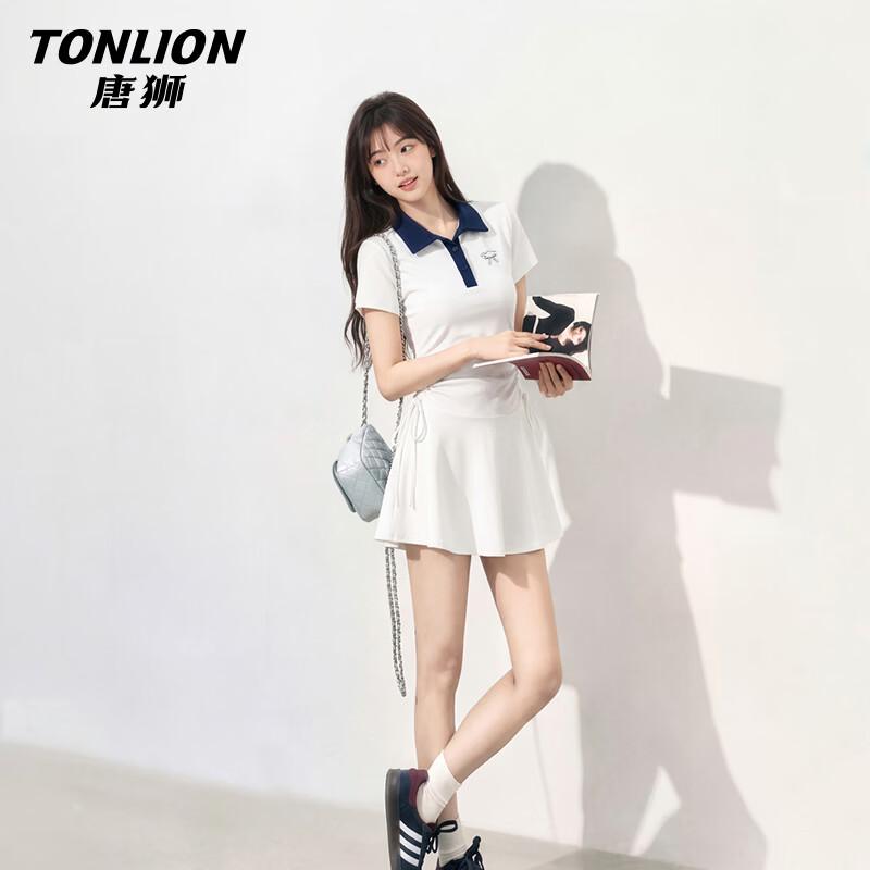 TonLion Women s Color-Block Polo A-Line Dress M