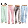 Loose Leg Women Trousers Long Pants Elastic Drawstring Waist Wide Casual Checked Pattern for Sporty Style Fit Home Versatile Leisure