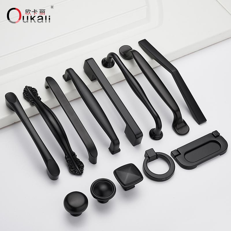 128mm Home Hotel Italian Aluminium Alloy Black Color Furniture Handles Drawer Kitchen Cabinet Bookcase Hardware Cabinet Pulls