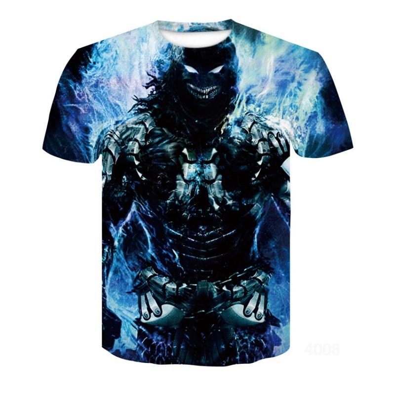 Summer Clothing Skeleton 3D Digital Printing Men's Round Neck Short Sleeved T-shirt