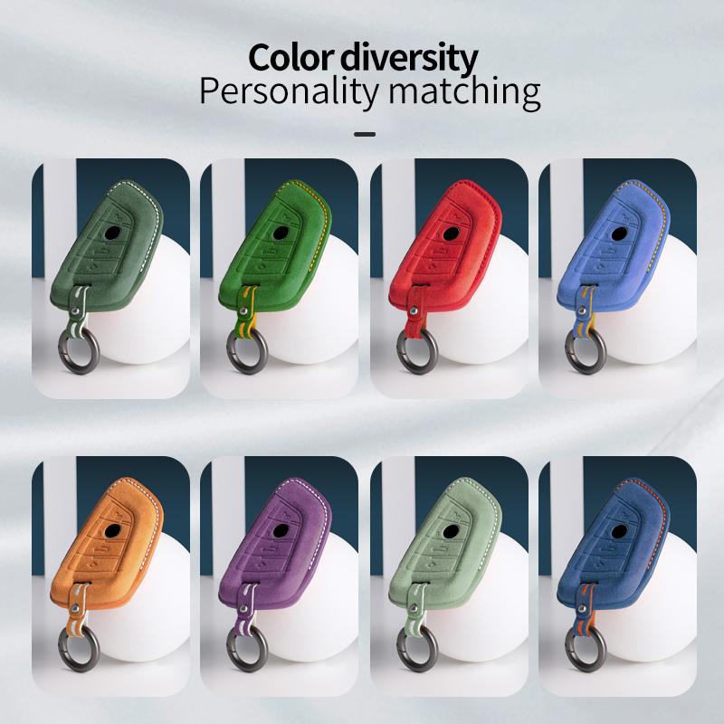For BMW 3 5 Series X1 X2 X3 X4 X5 X6 X7 F30 F90 F10 G30 G60 E60 F48 F39 E70 F15 F16 325li 530 Car Key Case Cover Suede Keychain