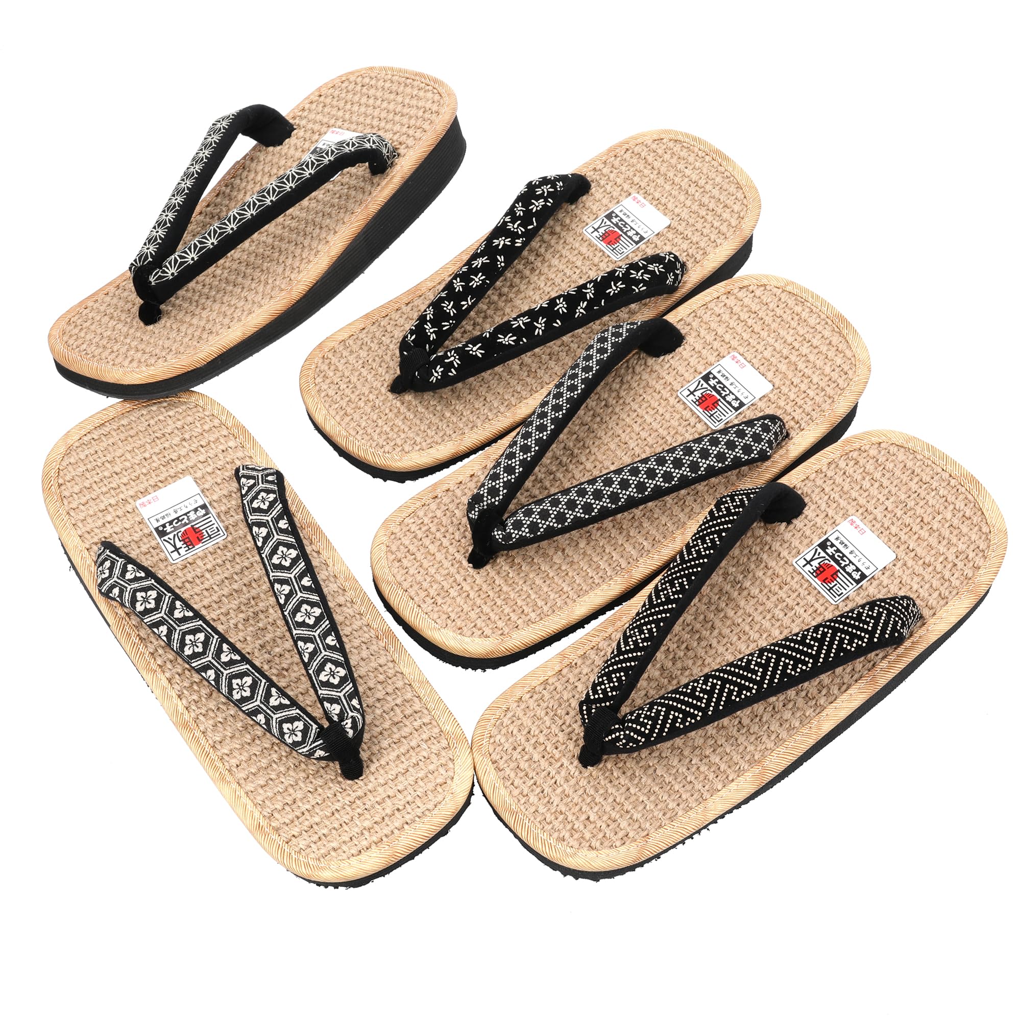 

Yamatokko Geta Black Patterned Sandals with Insoles Your that Match with Traditional Japanese and Casual Zori Sandals with Tatami and Made in Japan