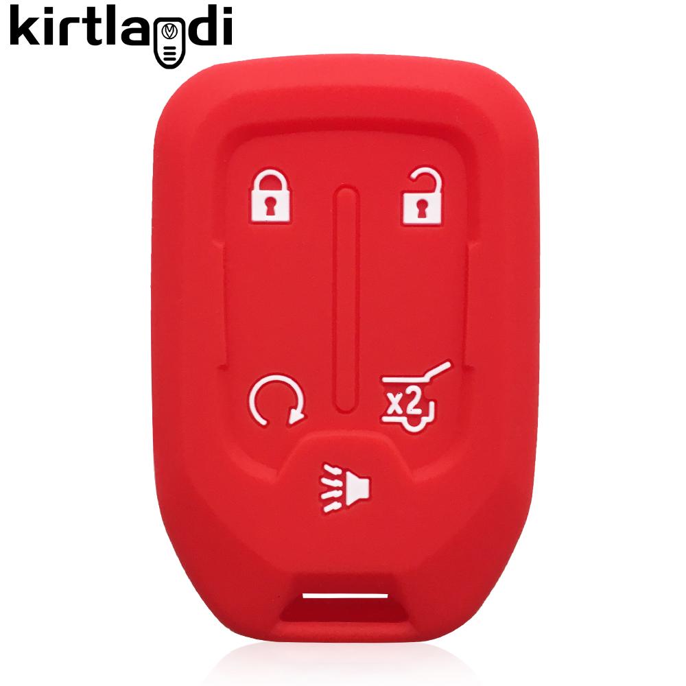 Silicone Car Key Cover Case for GMC Yukon XL Sierra Terrain Acadia for Chevrolet Tahoe 2015-2020 Remote Keyless Holder Keychain