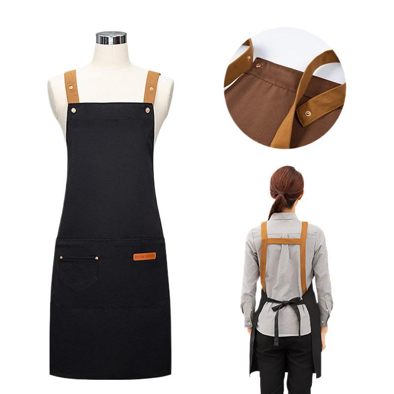 2026 Black Waterproof Waist Apron: Catering, Coffee, Milk Tea - Printed Logo, Oil-Proof, Hotel & Kitchen Use