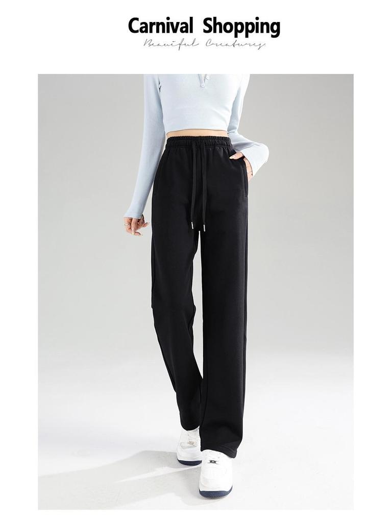 New Winter High-Waist Fleece-Lined Embroidered Pants - Women's Loose-Fit Warm Sweatpants
