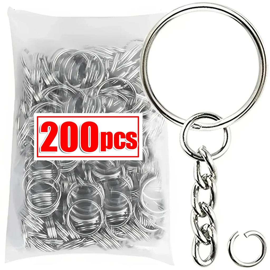 50-1000pcs Metal Blank Keyring Keychain Split Rings Keyfob Keyring Lobster Clasp Keychain Key Pendant Ring Stainless Steel Rings