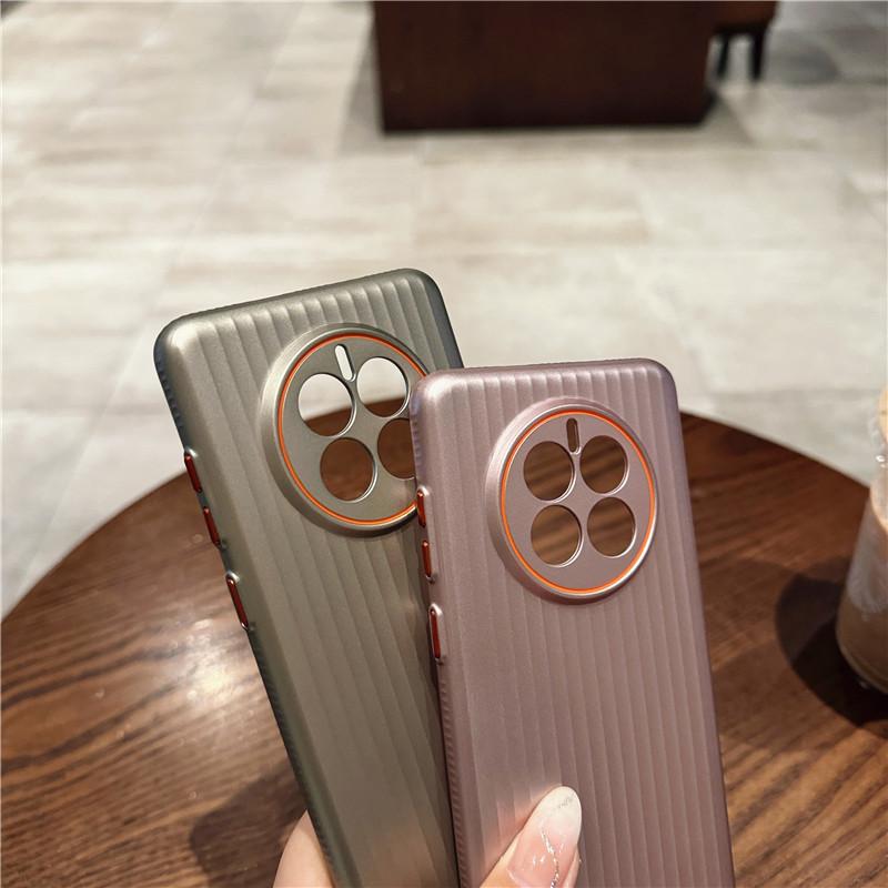 For Huawei Mate 50 50E 40 40E 30 30E Pro Plus Corrugated Grain Plating Metallic Paint Anti Fingerprint PC Shockproof Anti-Slip Back Cover Case Shell