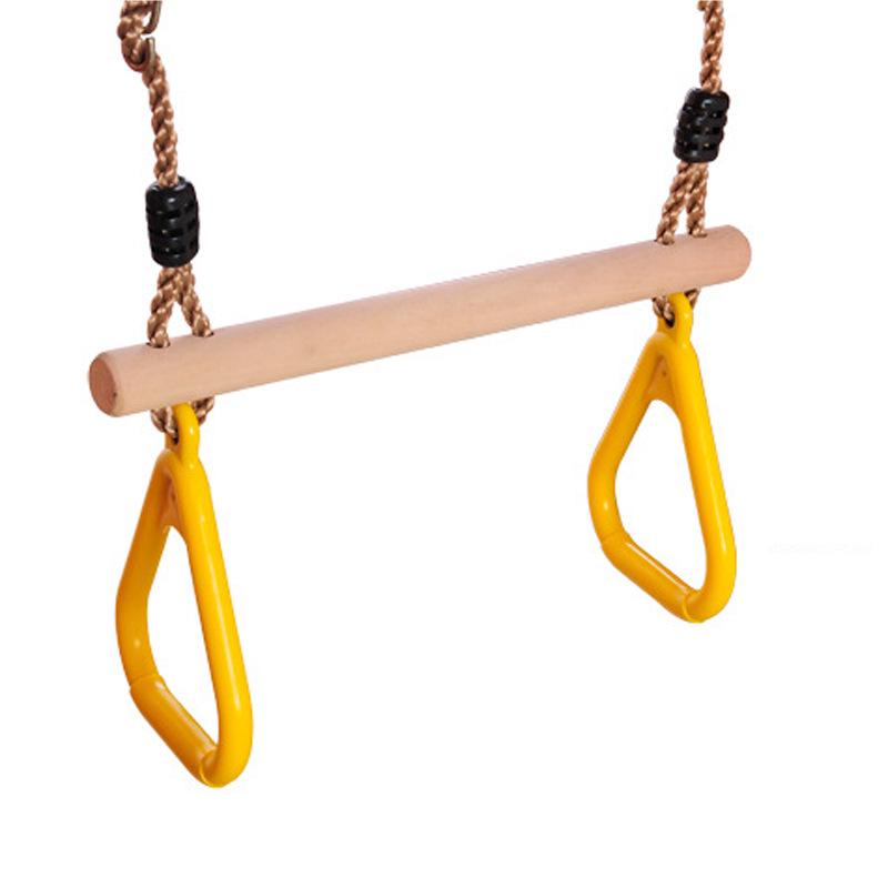 Children's Outdoor/Indoor Monkey Bar Swing with Plastic Rings and Wooden Bar