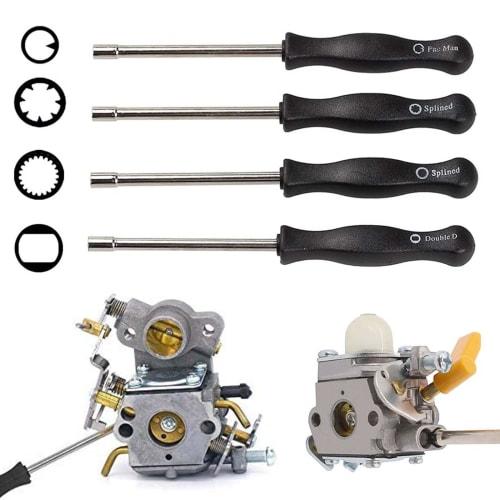 Manual Adjustment Tool Kit (4-Piece Set) with Carburetor Driver and Carburetor Adjustment Tool for Lawn Mowers, Chainsaws, Small Engines, Motorcycle P