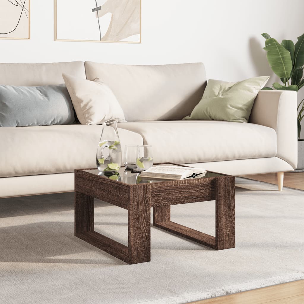 Infinity LED Coffee Table in Brown Oak Effect 50 x 53 x 30 cm