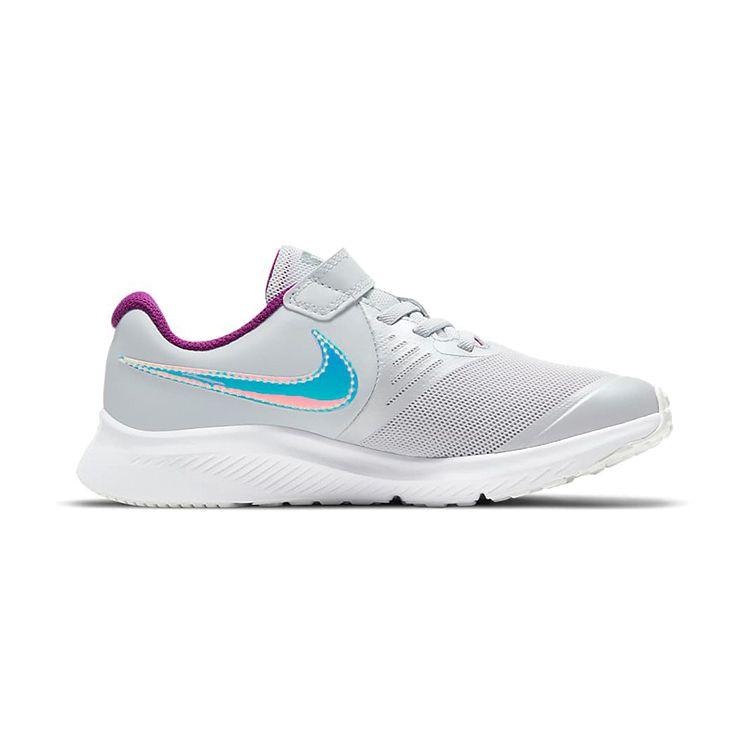 Nike Star Runner 2 Power PS Pure Platinum Iridescent Swoosh Kids Sneakers Grey Barely-Volt Red-Plum DD5889-001
