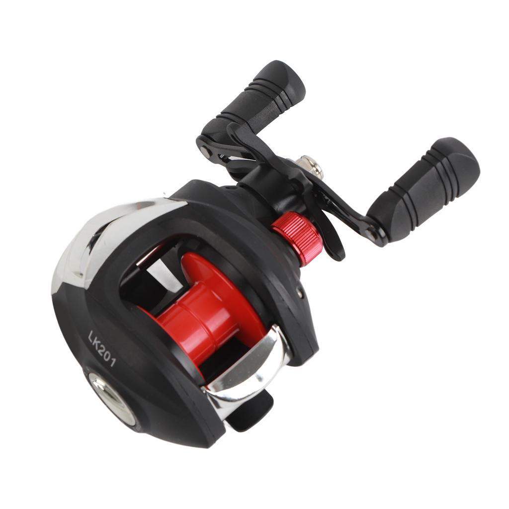 8KG Baitcasting Rolle Doppelt Abgedichtete Lager Angelrolle mit Magnetbremssystem Schwarz Rot LK201 Kunststoffspule