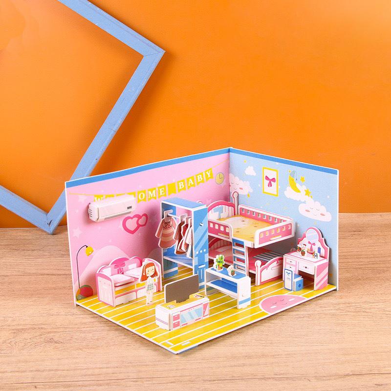 3D Stereo Puzzle Kitchen Bedroom Living Room Bathroom Model Handmade Craft Diy Educational Toys Gift For Children Christmas Gift