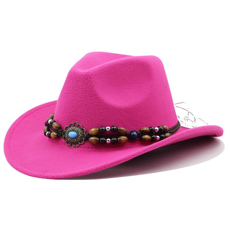 Cappelli da cowboy europei e americani delle regioni occidentali, cappelli a cilindro in lana alla moda maschile e femminile, cappelli da cowboy tibetani in stile etnico