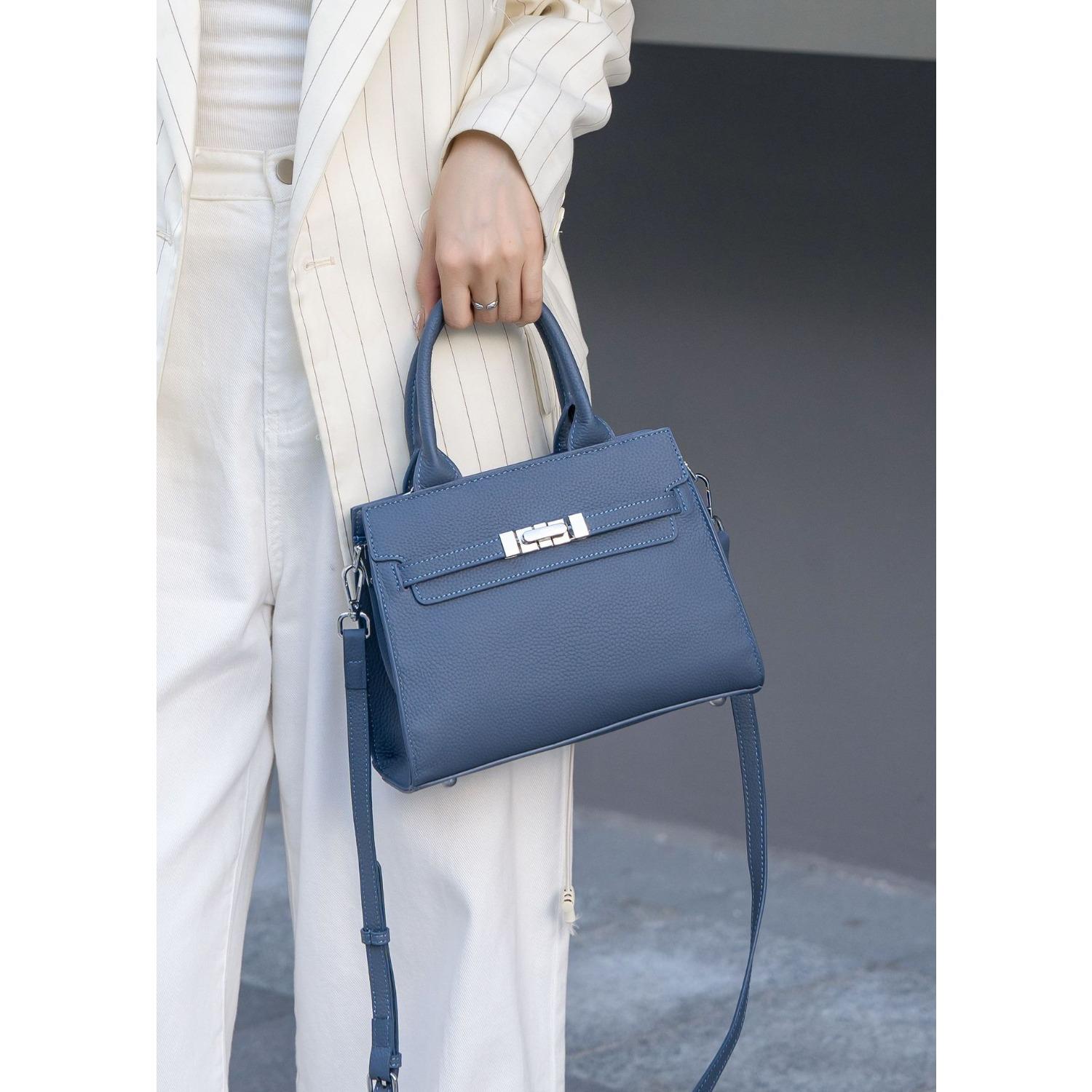 

Сумка з коров ячої шкіри класу люкс Жіноча сумка Нова сумка Сумка з натуральної шкіри Вибух Поїздки на роботу синій