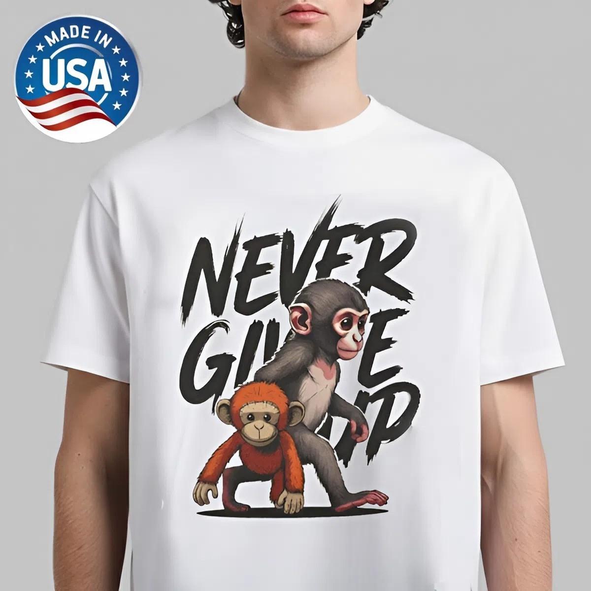Punch The Monkey Never Give Up Unisex T T-Shirt XL