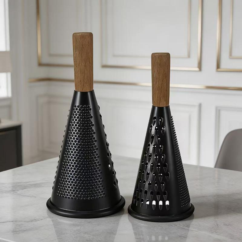 Stainless Steel Grater with Comfortable Wood Handle Multi-use Kitchen Gadget for Cheese Vegetable Fruit Home Daily Cooking