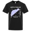 Hippo Sleeping On Math Problem Print Unisex Tshirts Summer Breathable ONeck Short Sleeve Haruku Loose Tshirt Cotton Tops
