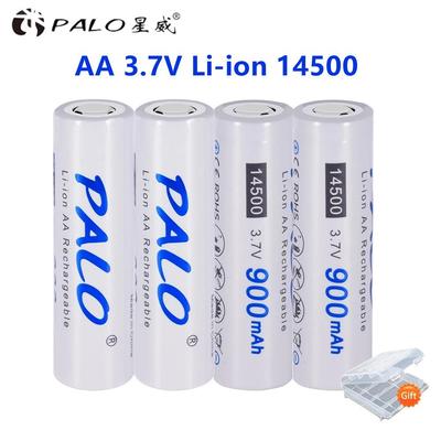 PALO 14500 900 mAh 3,7 V Li-Ionen-Akkus AA-Batterie Lithiumzelle für LED-Taschenlampen, Scheinwerfer, Taschenlampen, Mäuse