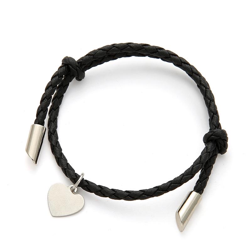 European and American PU Rope Bracelet for Couples and Friends, Customizable Engraving, Unisex Jewelry.