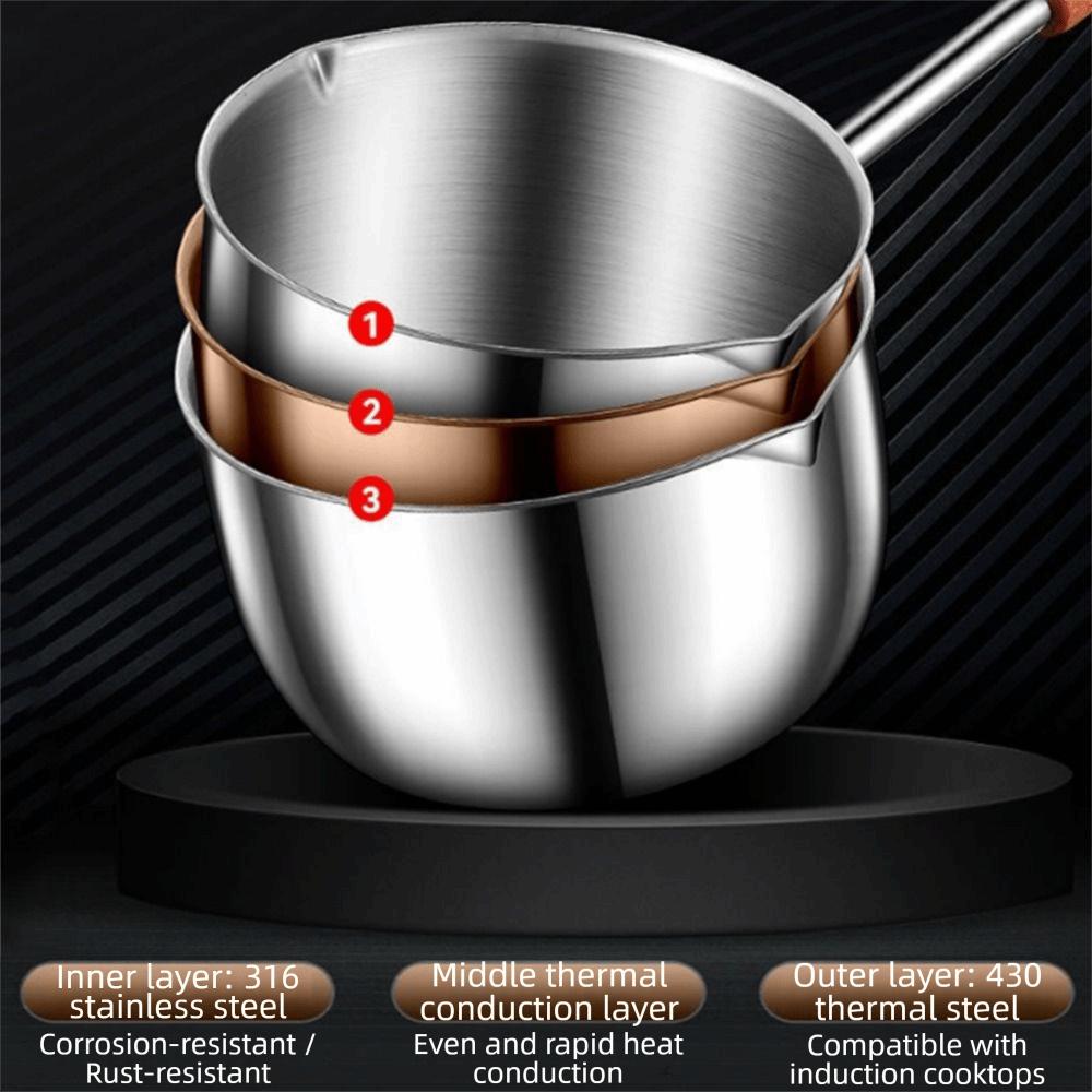 Stainless Steel Oil Splashing Small Pot Thickened Hot Oil Pan Oil Pouring Spoon  Milk
