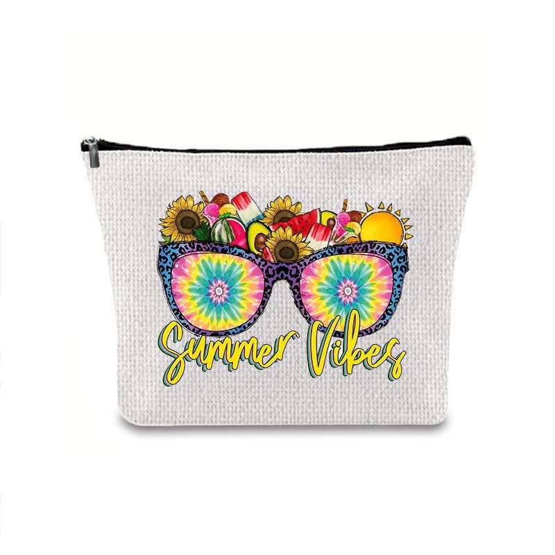 Large Capacity Linen Makeup Bag: Cross-Border Printed Cosmetic Storage with Zipper