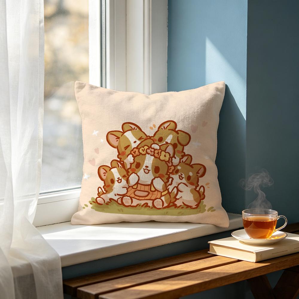 Cute Llazy corgied Cushion Cover Cushion Cover Set Pcs x x x Pillowcase Decorative Sofa Home Decor