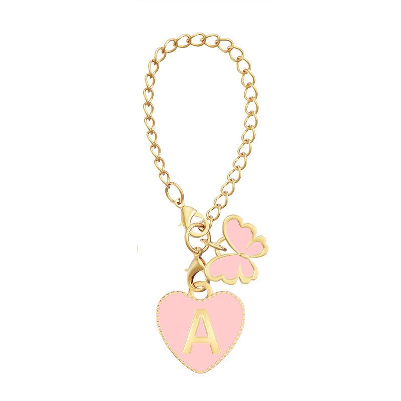 Butterfly Heart Cup & Plate Pendant with English Letter Charms