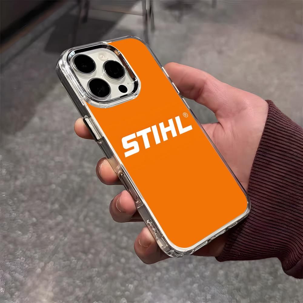 

S-STIHLs Chainsaw Logo Phone Case For IPhone 17 Air 16 E 15 14 13 12 11 Plus Pro Max Electroplated Transparent Soft Shell iPhone 16e
