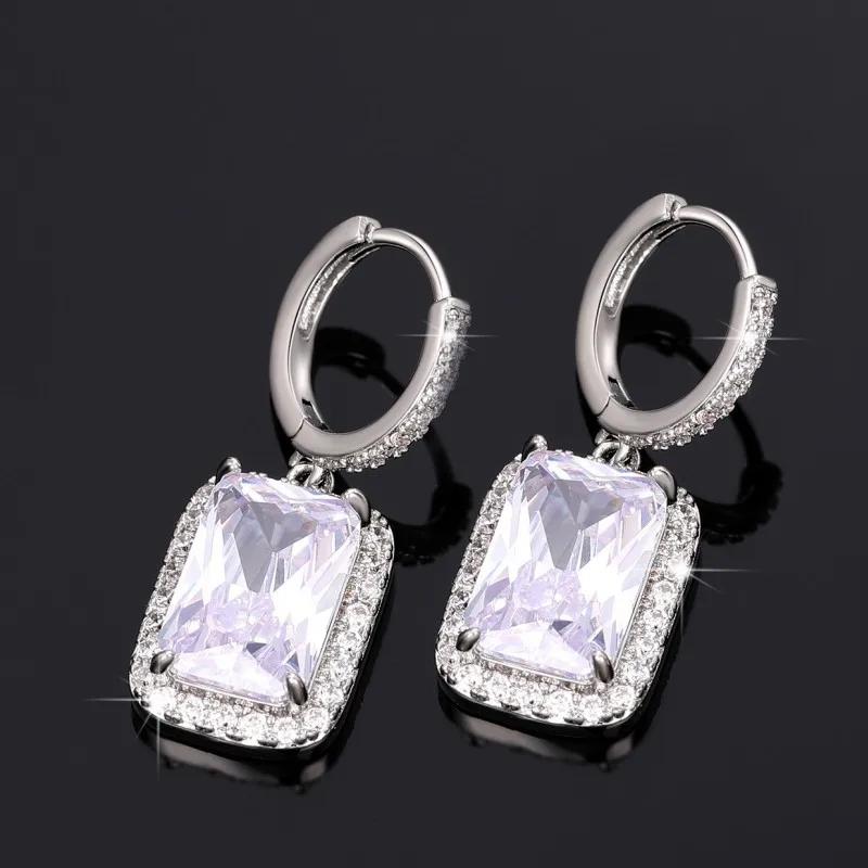 Vintage Sterling Silver Shinning AAA Zircon Earrings for Women Trendy Earring  Prevent Allergy Party Accessories Gift