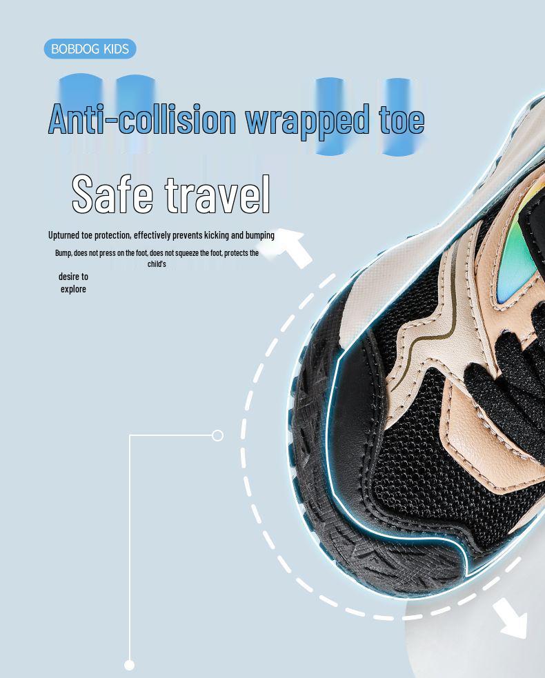 Bobodou 2025 Boys' Non-slip Casual Soft Sole Shoes - Spring/Autumn Versatile Breathable Children's Sneakers